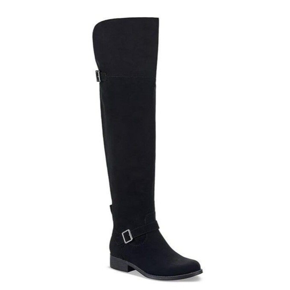 Sun Stone Womens 7 M Black Faux Suede Anya Over The Knee Boots NIB RX3